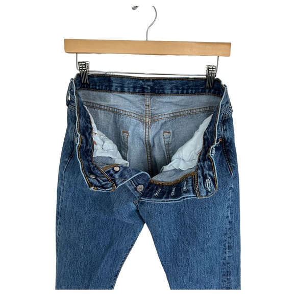 Levi's 501 Button Fly Straight Jeans Hemmed Waist 31" Inseam 28.5" - Picture 10 of 11